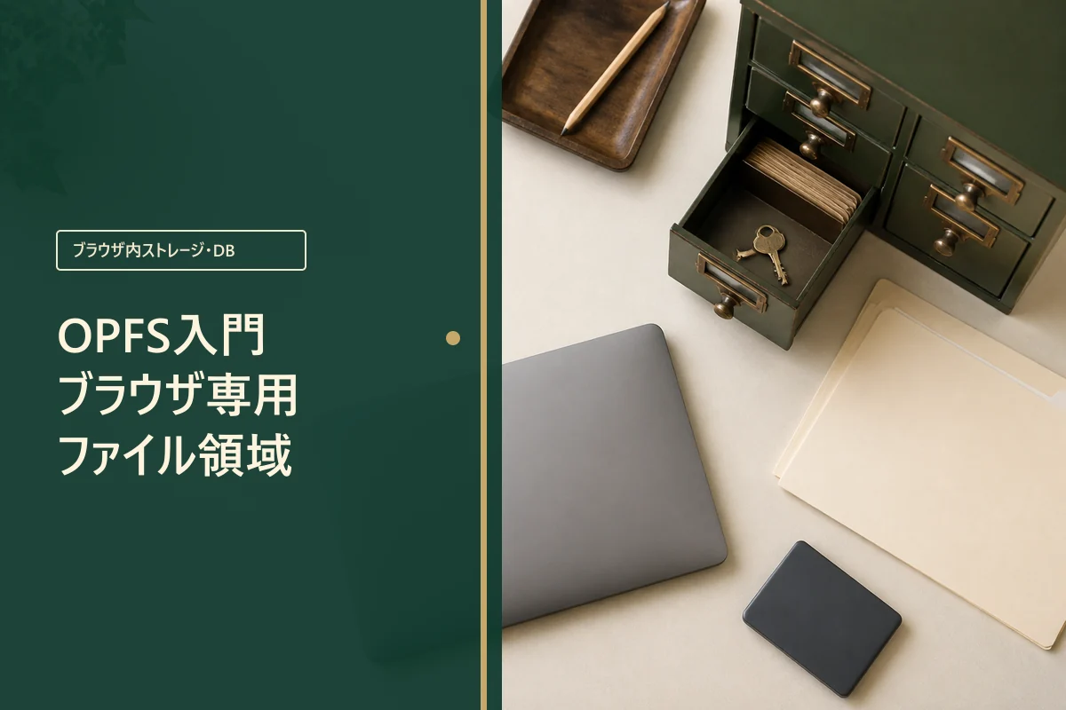 鍵付きの小型書類キャビネットとノートPCを置いたOPFSのイメージ写真